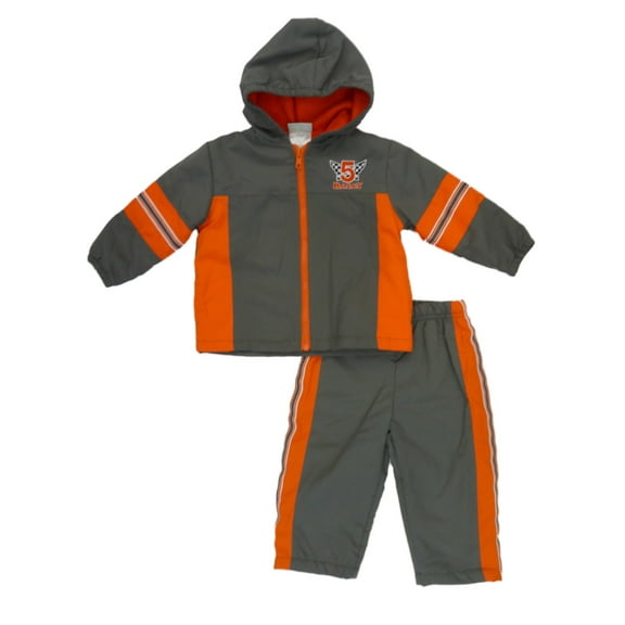 Al & Ray Infant & Toddler Boys Gray & Orange Jacket & Pants Track Suit Set 2T