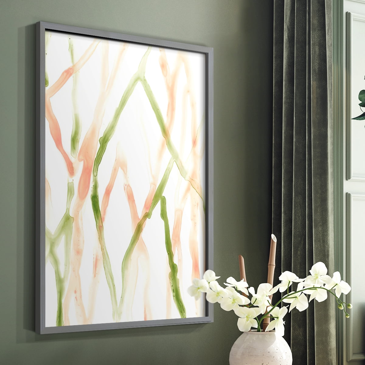 Runnel XIV Framed Print in Gray Solid Wood Framed Print No Nail Hanging
