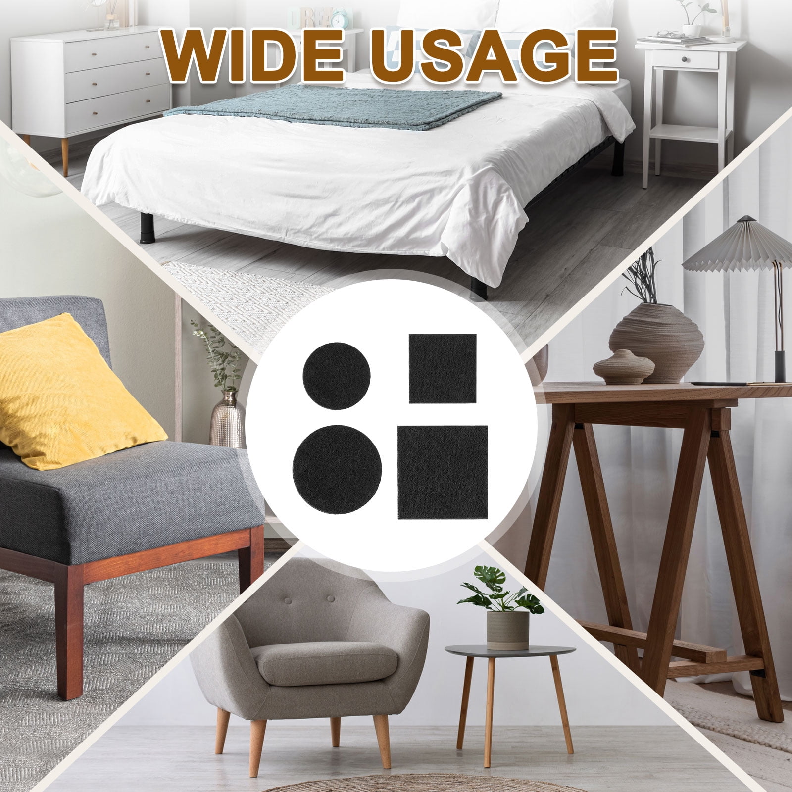 98Pcs Felt Furniture Pads, Pure Wool Felt Furniture Feet Wood Floor Protectors Self Adhesive for Protecting Hardwood Floors, Table Legs and Chair Legs, Black