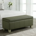thumbnail image 6 of 41'' Faux Leather Storage Ottoman Bench, Rectangle Upholstered Storage Bench with Wooden Legs, Stitch Tufted Bench with Storage for Bedroom, Living Room, Entryway, Green, 6 of 9