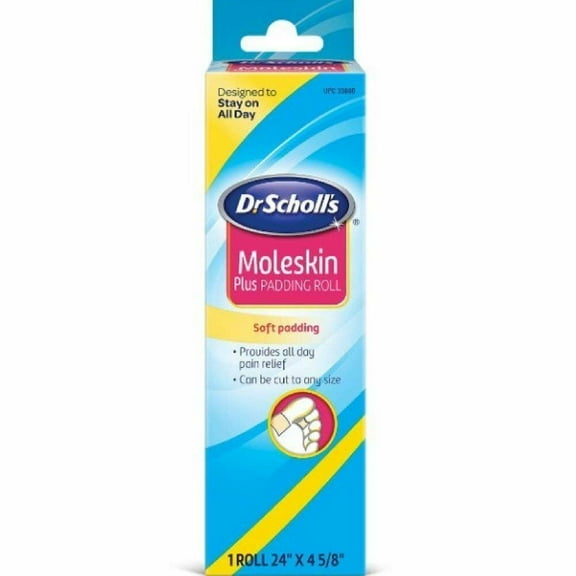 Dr. Scholl's Moleskins Plus Soft Padding Roll Pain Relief, 1ct, 3-Pack