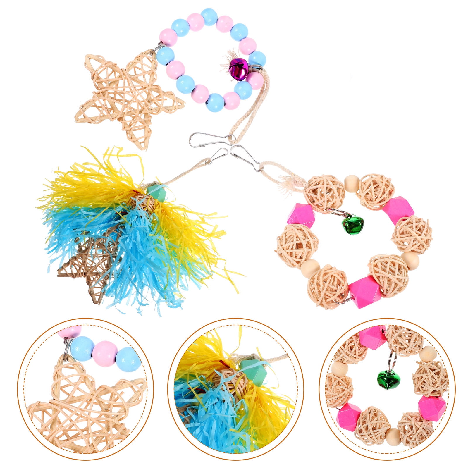Toyandona 3pcs Bird Foraging Hanging Cage Chew Plaything for Pet Parrots