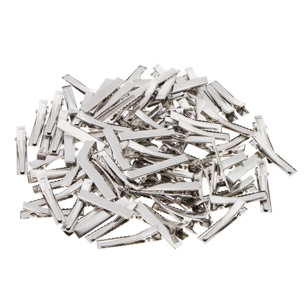 FVDPWYE 150Pcs Single Prong 6x55mm Metal Alligator Hair Clips with Teeth Salon Girls