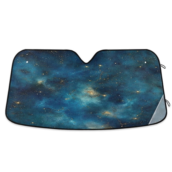 Deep Space Nebula Car Sunshade 53x23.5in Windshield Sunscreen 4 Suction Cups Aluminum Foil Quick Fold
