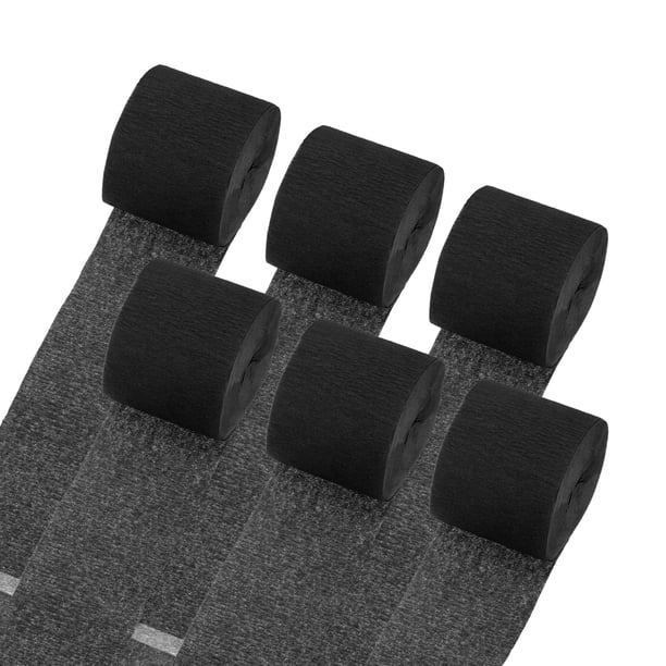 Uxcell Cintas de Papel Crepé 6 Rollos 196.8ft para Decoración, Negro (1.4 in x 32.8 ft/Rollo)