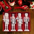 thumbnail image 3 of FVDPWYE Set of 4 Wooden Christmas Nutcracker Handcrafted Sturdy for Table Display Lightweight Xmas Gift Collection Desktop Decoration Silver 12cm, 3 of 7