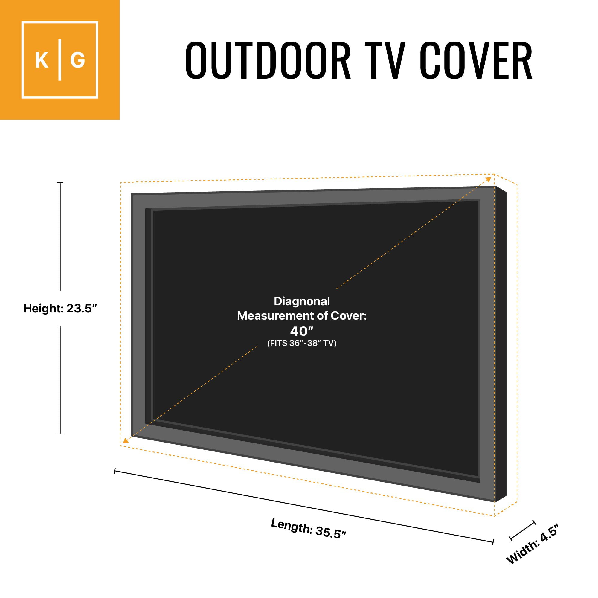 Outdoor TV Cover Universal Weatherproof Protector for 36''  38'' TV Grey 