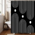 thumbnail image 3 of Black and White Extra Long Shower Curtain, Boho Minimalist Mid Century Modern Arch Geometric Machine Washable Waterproof Fabric for Bathroom Bathtub Decor with Hooks 72Wx84H, 3 of 6