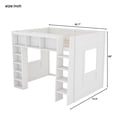 thumbnail image 4 of Noble House Corlan Queen Size Wooden Loft Bed with Storage Cabinets and Bookshelves, Heavy Duty, White, 4 of 9