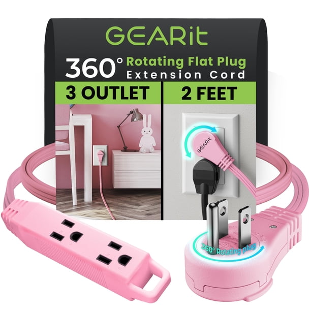 Cable de extensión GearIt 360, enchufe plano giratorio, 3 salidas, 60 cm