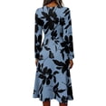 thumbnail image 4 of BOMYJESK Womens Summer Dresses Ruched Flowy Long Sleeve Midi Dress Casual Vacation Fall Work Dresses Blue M, 4 of 4
