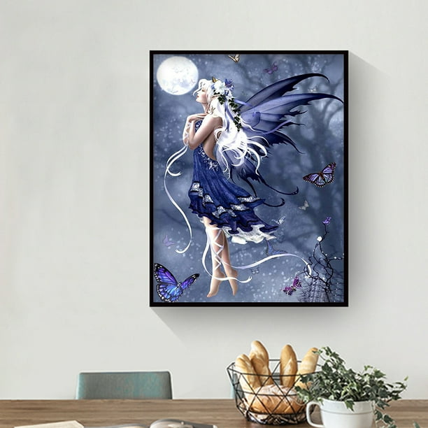 Cuadros Decorativos Kit de hadas de mariposa azul para manualidades, arte 5D, taladro redondo completo, pintura artesanal Sywqhk Nuevos Originales