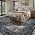 thumbnail image 4 of SIXHOME 6'x9' Area Rug Washable Retro Living Room Bedroom Carpet Soft Floral Distressed Indoor Rug Dark Blue, 4 of 7