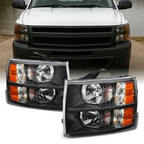 AKKON - For 2007-2013 Chevy Silverado Replacement Black Bezel Headlights Driver/ Passenger Head Lamps Pair Replacement