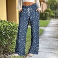 thumbnail image 4 of Mifsaly Heart Print Wide Leg Sweatpants Women High Waist Demin Pants Elastic Waistband Soft Cotton Joggers Relaxed Work Vacation Casual Pant With Pockets S, 4 of 6