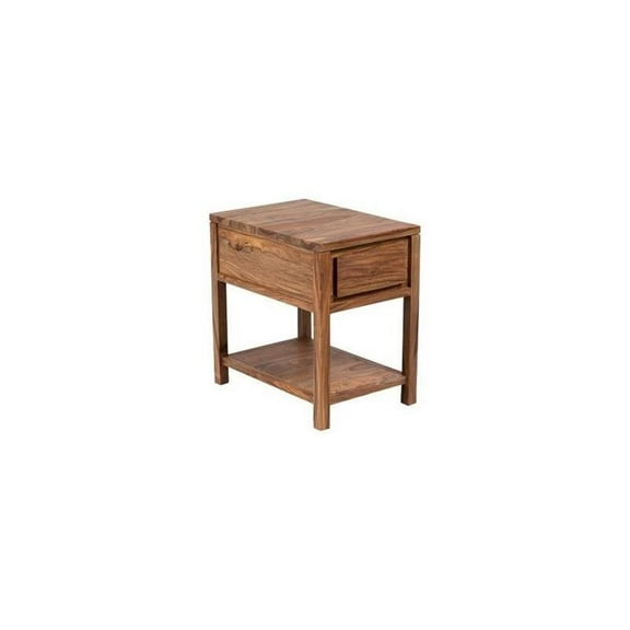 Avalon Mid-Century Modern Sheesham Wood End Table With Drawer