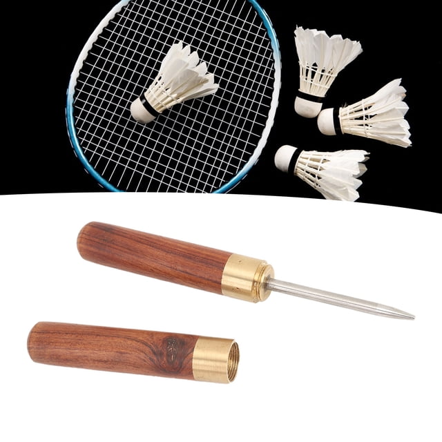 Racquet Stringing Awl, Pear Wood Handle Racket Stringing Machine Tool Comfortable Grip Stainless Steel Needle for Badminton
