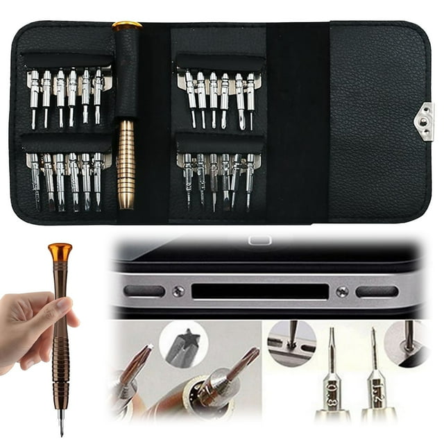 Yuehao Black 25 In 1 Precision Screwdriver Set With Driver Kit Electronics Repair Tool Kit For Computer Laptop Tablet Game Console25-In-1 Phillips Screwdriver Set25 Screwdrivers + 1 Tool Kit