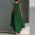 thumbnail image 6 of Smsaxvxz Summer Dresses for Women Fashion Solid Crew Neck Sleeveless Flowy Hem Casual Loose Beach Vacation Sundress Green XL, 6 of 6