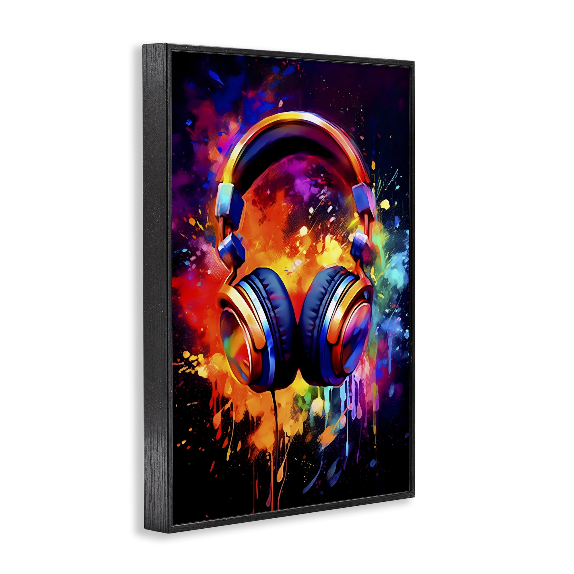 Stupell Industries Musical Color Pop Splash Black Framed Giclee Art, design by Creative Studio