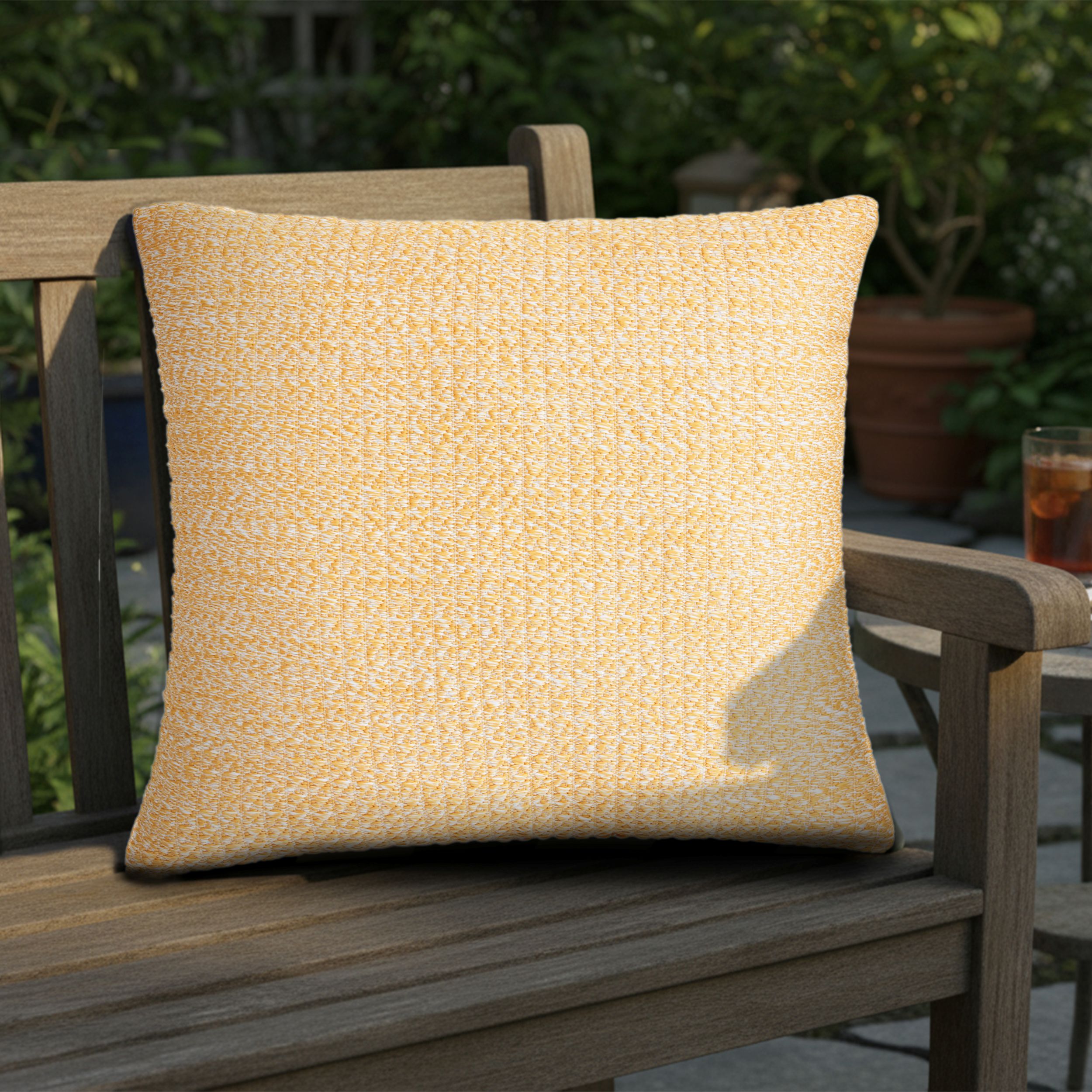 Better Homes & Gardens 18" x 18" Yellow Woven Outdoor Pillow