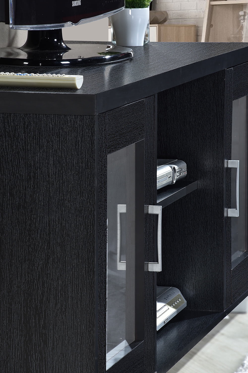 Hodedah 57" Wide Entertainment Center in Black