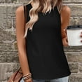 thumbnail image 2 of Women Summer Tops Tank Tops For Women Sleeveless Eyelet Shirts High Crew Neck Cute Summer Loose Fit Top Breastfeeding for Crop Top Teen Crop Spandex Crack Bulk Camisole Cut off Sleeve Black L, 2 of 7