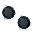 thumbnail image 2 of Gem Stone King 18K White Gold 3.00 Ct Round 6mm Black Zirconia 3-Prong Martini Stud Earrings for Women Men, 2 of 5