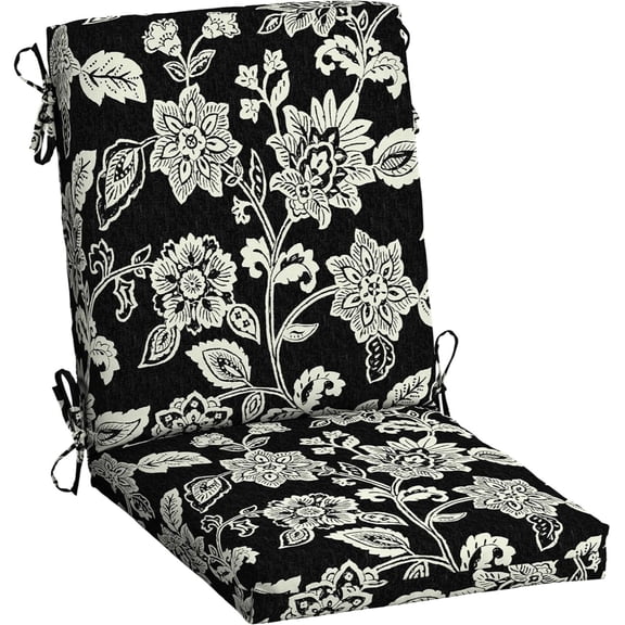 Outdoor Dining Chair Cushion, 20 x 20, Rain-Proof, Fade Resistant, Ashland Black Jacobean