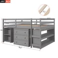 thumbnail image 7 of Full Size Loft Bed,Solid Wood Low Loft Bed with Cabinet and Rolling Portable Desk,Multiple Functional Loft Bed with Storage Shelves for Boys and Girls,Space Saving, Gray, 7 of 7