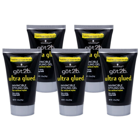 5 Pack of Got2b Ultra Glues Invincible Styling Hair Gel, 1.25 oz
