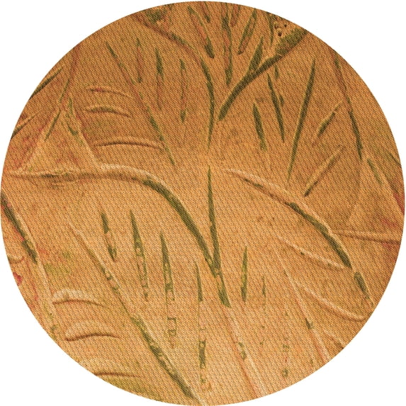 Ahgly Company Indoor Round Patterned Dark Orange Area Rugs, 5' Round