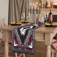 thumbnail image 2 of Boho Red Grey Short Table Runner 36 Inches Long,Geometric Southwestern Retro Ethnic Cotton Linen Table Runners Dresser Scarves,Fabric Tabletop Scarf Furniture Cover for Home Dinner Party 13"x36", 2 of 9