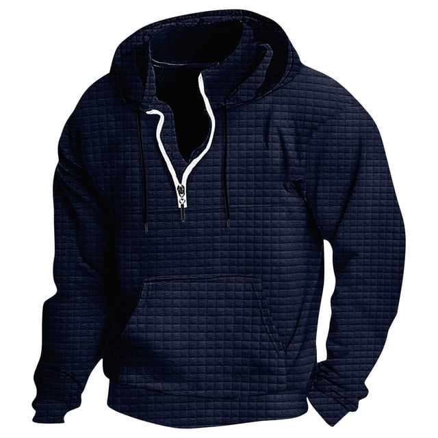 RXIRUCGD Hommes Décontracté Mode Uni Manches Longues Hauts Blouse Chandail à Capuchon Chandails, Marine, Taille : 3TG