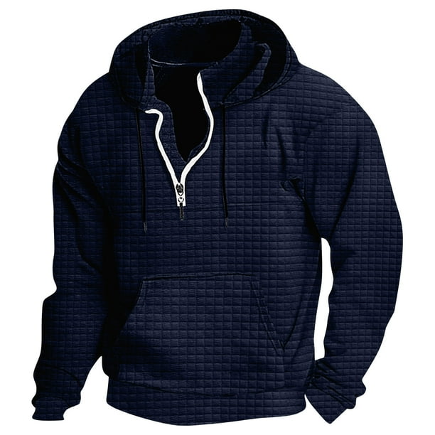 pstuiky Camisas suaves de manga larga para hombre, Sudadera con capucha de manga larga lisa y estilo casual para hombre top de hombre xl