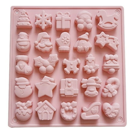 

VEAREAR 25 Cavities Cake Mould Non-stick Reusable Baking Silicone Christmas Snowman Fondant Chocolate Candy Mold for Bakery