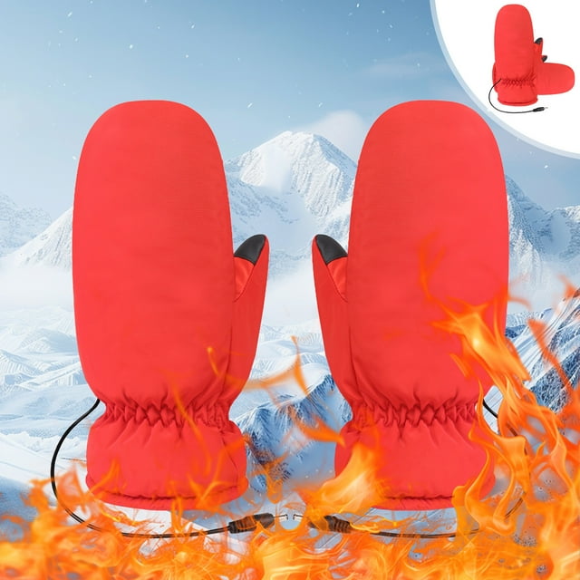 TIMIFIS Winter Heated Gloves, Usb Electric Heating Gloves for Cold Weather Waterproof Touchingscreen Gloves for Motorcycle, Hunting, Cycling (Excluded Power Bank)