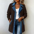 thumbnail image 6 of Denim Patchwork Jackets for Women Corduroy Shacket Shirts Long Sleeve Button Down Knit Blazer Denim Trimmed Sweater Jacket Casual Collared Workout Fall Fashion Outfits, 6 of 8