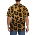 thumbnail image 3 of Balery Golden Leopard Glitter Camisa Casual de Manga Corta con Botones para Hombre, Texturizada, Estilo Cubano, para Playa, Verano-X-Large, 3 of 5