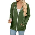 thumbnail image 2 of UAMVSH Women's Full Zip up Hoodie Casual Lightweight Long Sleeve Hooded Sweatshirts with Pockets Soft Fall Basic Jackets(Small,Army Green), 2 of 5