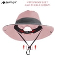 thumbnail image 4 of AYAMAYA Ponytail Mesh Sun Hats with Wide Brim, Waterproof UV Protection Summer Fishing Hat, Outdoor Foldable Bucket Hat, Safari Beach Hat(Pink), 4 of 6
