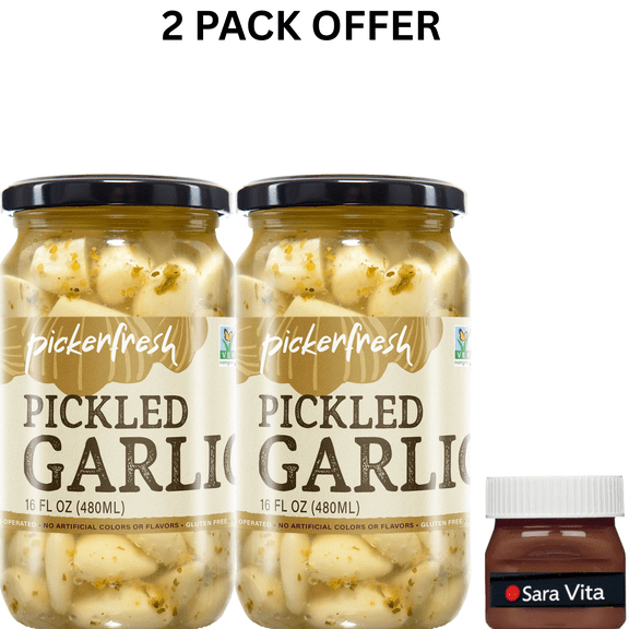 Pickerfresh Pickled Garlic, 16oz Glass Jar, 1 count