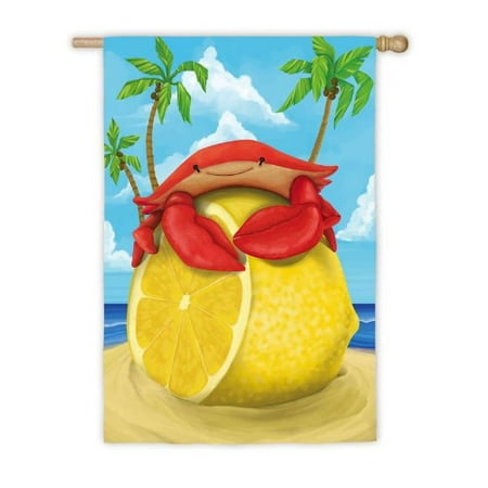 Lemon Crab Garden Flag Size: 18" H x 12.5" W By Evergreen Flag & Garden