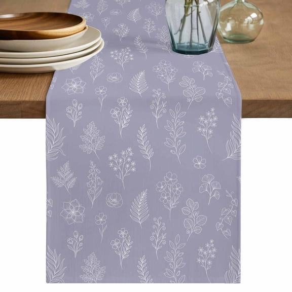 Table Runners 120 Inches Long Dress Scarves, Purple Botanical Farmhouse Coffee/Dining/Kitchen Table Decor Table Runner for Living Room, Farmhouse Summer Floral Leaves 13x120 Inch