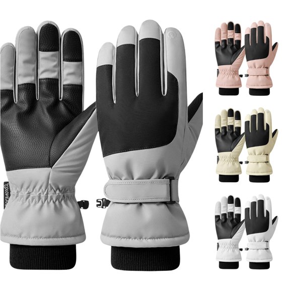 SUXIAN Women's Ski Gloves Winter Warm Riding Touchscreen - Outdoor Ski Gloves Light Gray One Size