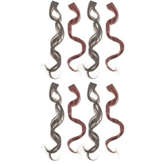 Hemoton 8 pcs  Girl Hair Pieces Long Curly Hair Extension Pieces Highlight Hairpieces