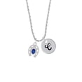 thumbnail image 2 of Delight Jewelry Silvertone Horseshoe with Oval Blue Crystal Silvertone Script Initial Disc - C - Charm Necklace, 20"+3", 2 of 4