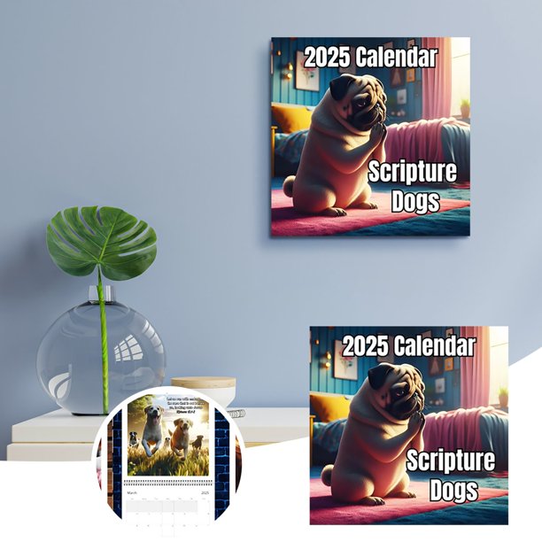 Fiudx Ofertas relámpago del día, solo en línea Calendario de perros de las Escrituras Calendario 2025 Calendario de perros Calendario cristiano Calendario bíblico de perros de la Biblia