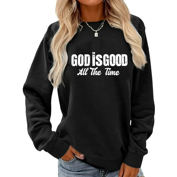 Women Christian Sweatshirt God is Good Graphic Shirt Christian Religious Loose Crew Neck Top