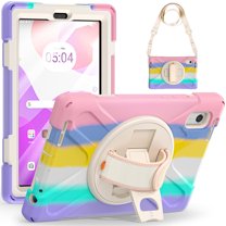 For Lenovo Tab M9 Case 9.0 inch 2023 Released TB-310FU, 360 Hand Strap, Shoulder Strap, Kickstand, Rugged Drop Protection, Colourful Pink